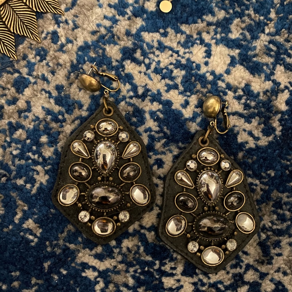 Leather studded statement earrings